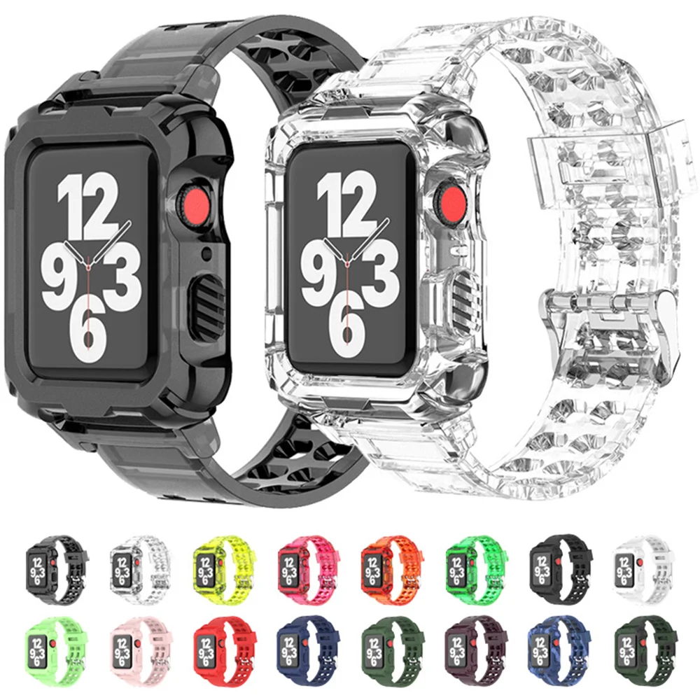 

Ремешок прозрачный для apple watch 7 38-45 мм Series 6 SE 5 4 3 2 1, сменный Браслет с петлей, аксессуары для наручных часов 40 мм