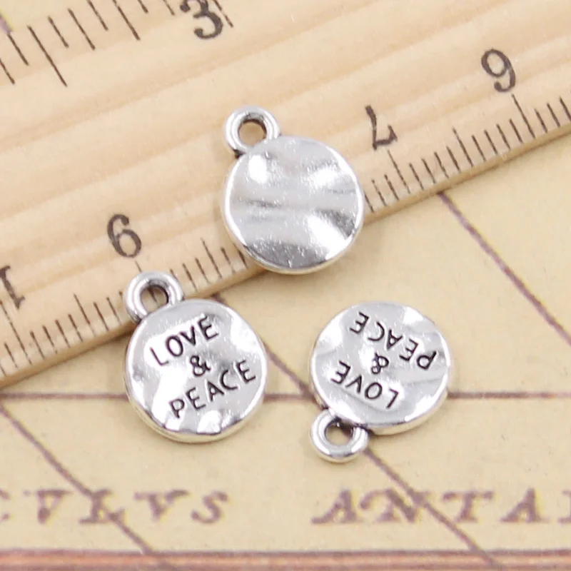 20 штук подвески пластины любить мир 13x10mm Тибетский серебристый цвет Кулоны из