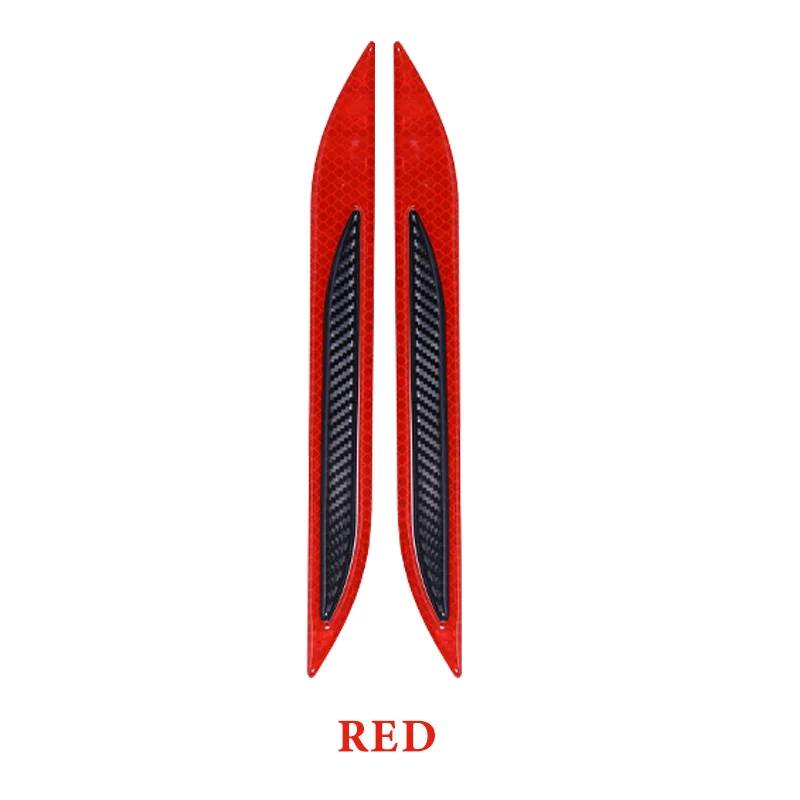Style A Red 2 шт. 3D автомобиля светоотражающие задние анти-столкновения полосы углеродного волокна бампер полоски Предупреждение льная лента Безопасный отражатель наклейки декор - Цвет: Style A Red
