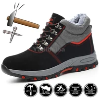 winter work safety boots plush warm winter shoes men boots steel toe safety shoes male shoes indestructible work boots for man
