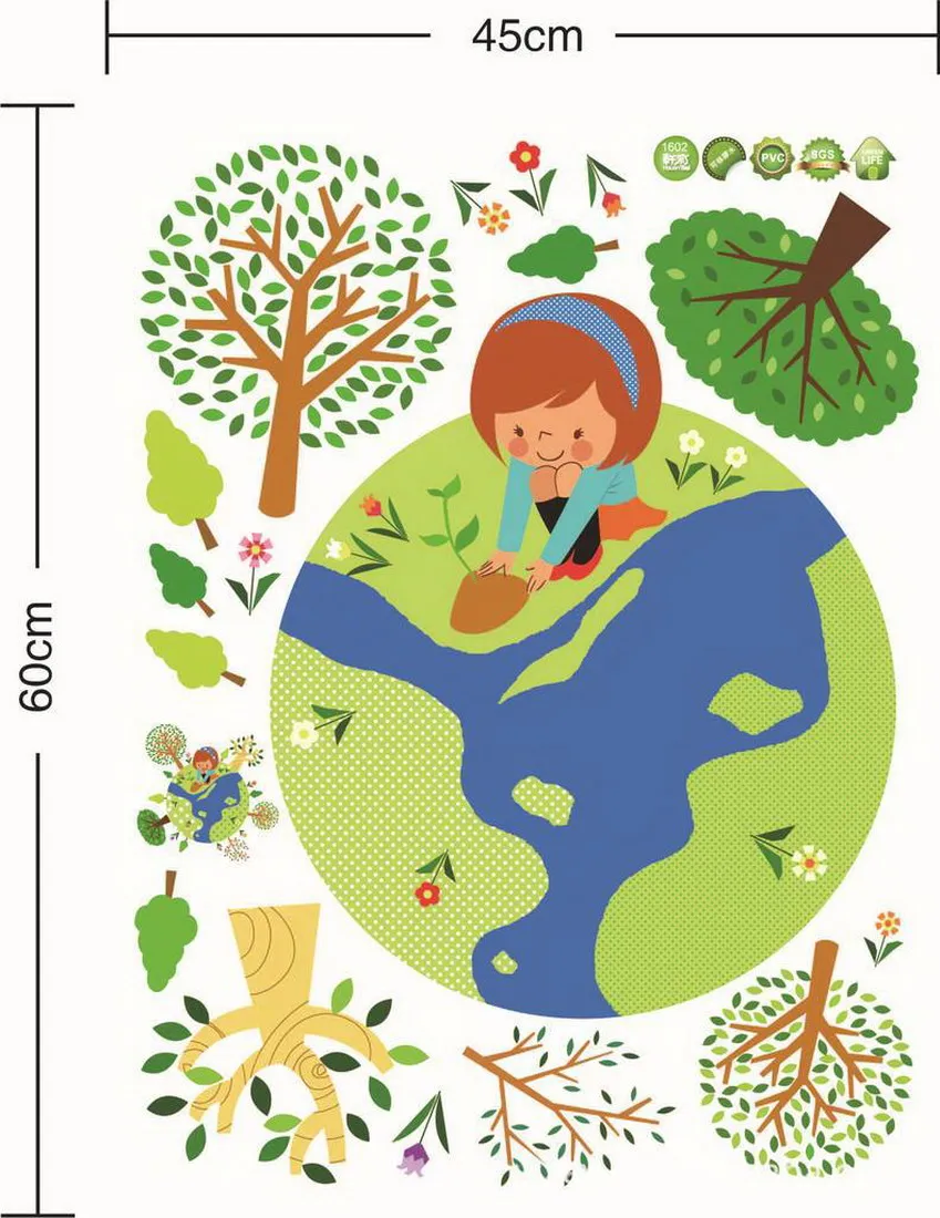 

Fahison Art Wall Decal Stickers Series PVC Wall Sticker for Kids The Earth