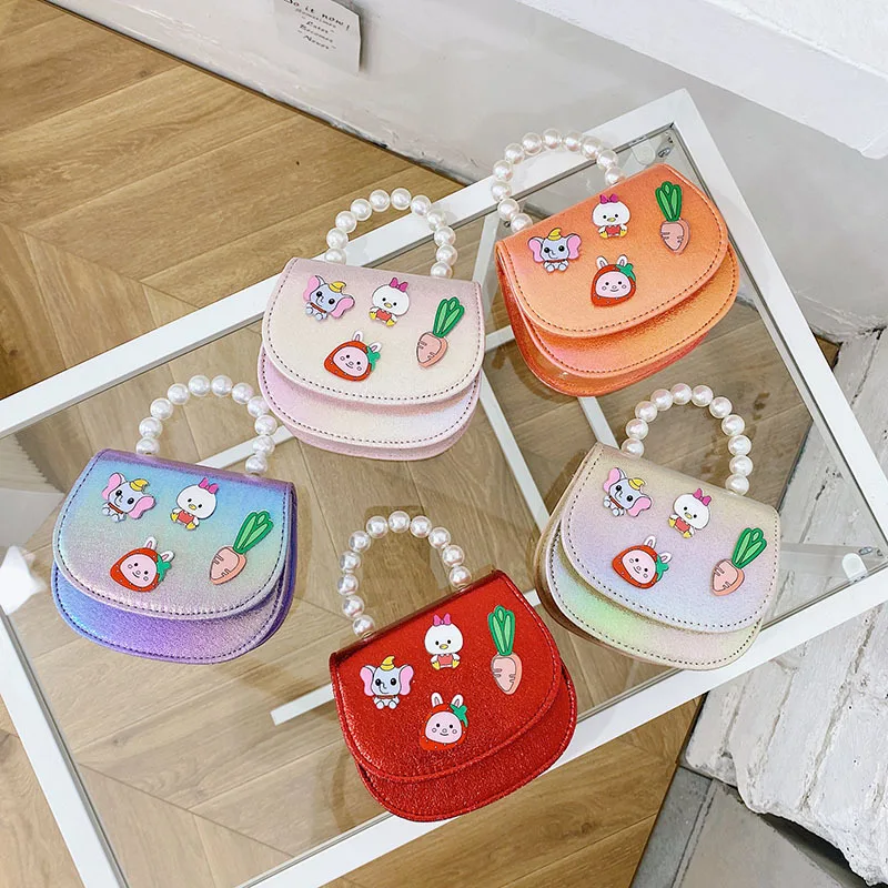 

Uosc Children Bag New 2021 Spring Foreign Female Children Zero Wallet Korean Fashion Little Girl Pearl Chain Shoulder Bags