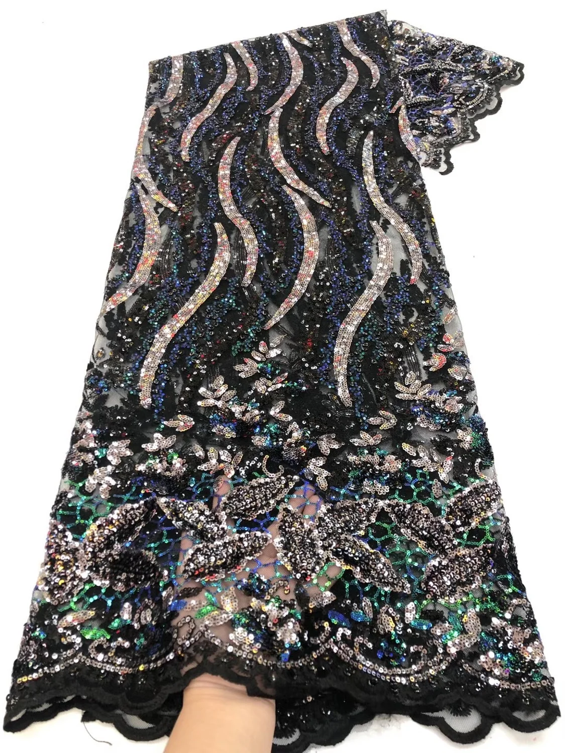 

High Quanlity 5 Yards Soft Net Embroidered Korea Lace 2020 High Quality Lace Fabric With Sequins French Lace Fabric For