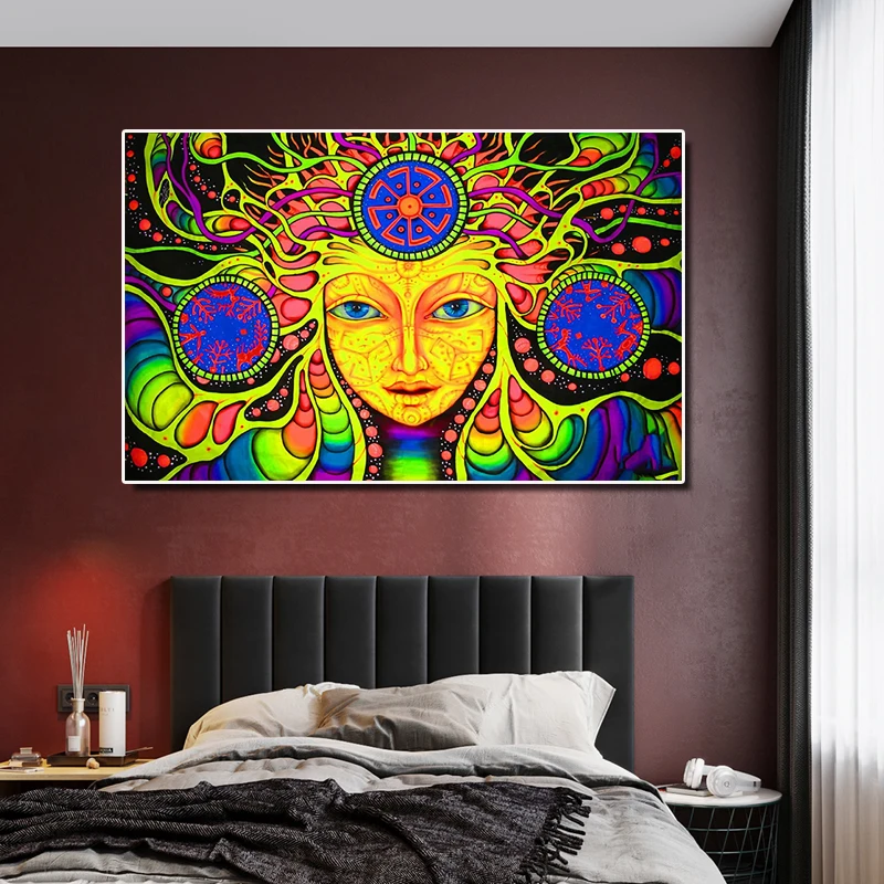 Картина на холсте Абстрактная цветная буддистская Дева настенная живопись