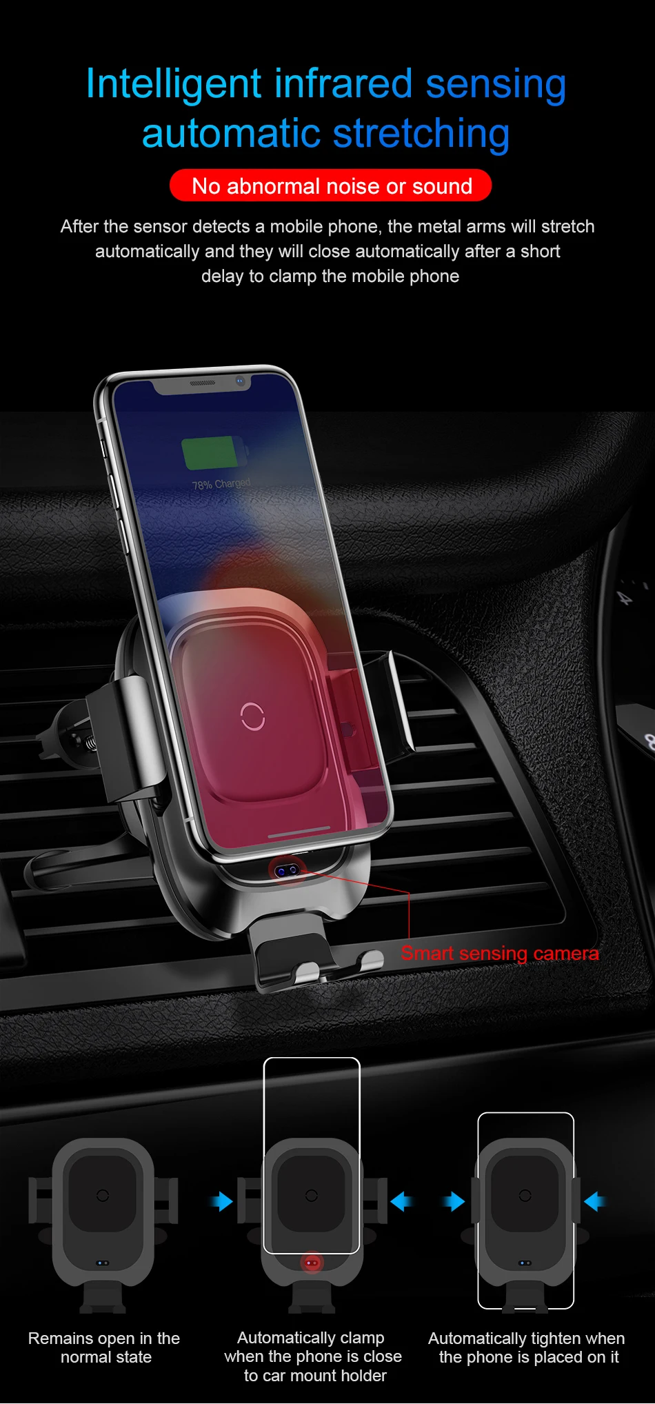 Baseus инфракрасное Qi Беспроводное зарядное устройство для iPhone 11 Pro Max Xiamo mix 3 автомобильный держатель быстрая Беспроводная зарядка вентиляционное отверстие автомобильный держатель