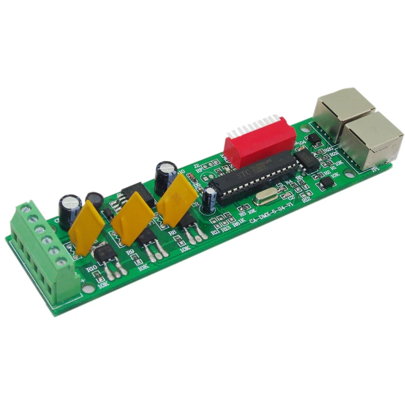 Светодиодный 3CH DMX512 декодер 3 канала * 5A 15A max контроллер DC5V-24V RJ45 8P DMX диммер CA-DMX-BAN |