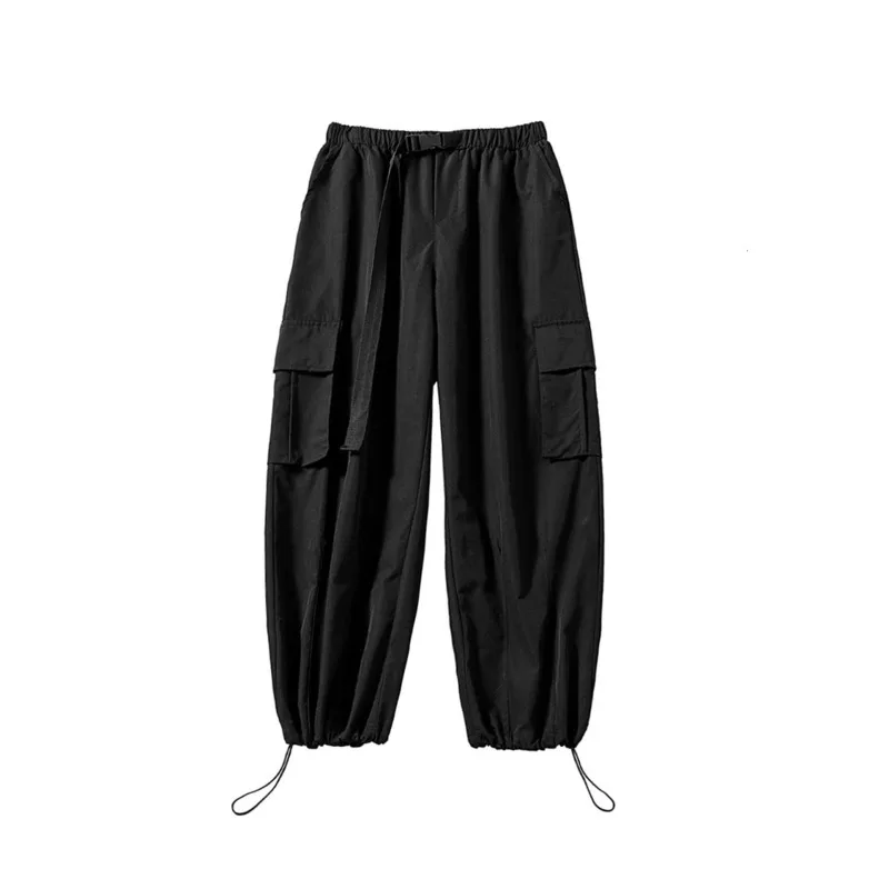 

2020 Men's Loose Bound Feet Streetwear Casual Pants Cargo Baggy Elastic Waist Trousers Hip Hop 2-color Sweatpants Size M-5XL