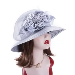 Женская атласная шляпка Lawliet, шляпа от солнца и солнца с лентой для церкви и свадьбы, A578