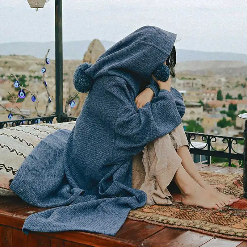 TEELYNN hooded jacket for women Pockets Floral Embroidery long sleeve Open Stitch Hooded Coat sexy Side slit loose Female | Женская