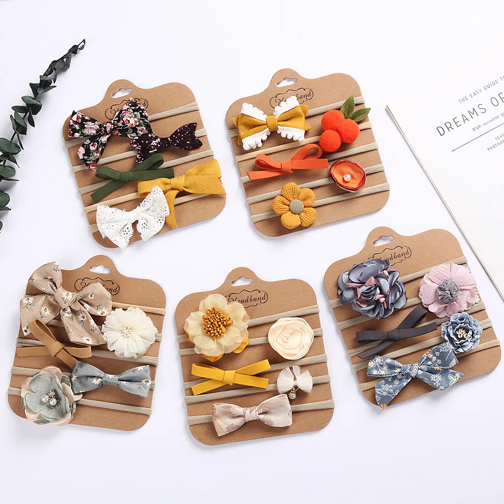 5PCS Baby Headband for Girls Head Band Flower Bow Accessories Kids Headwear Newborn Gift Toddler Hair Accressories | Детская одежда и