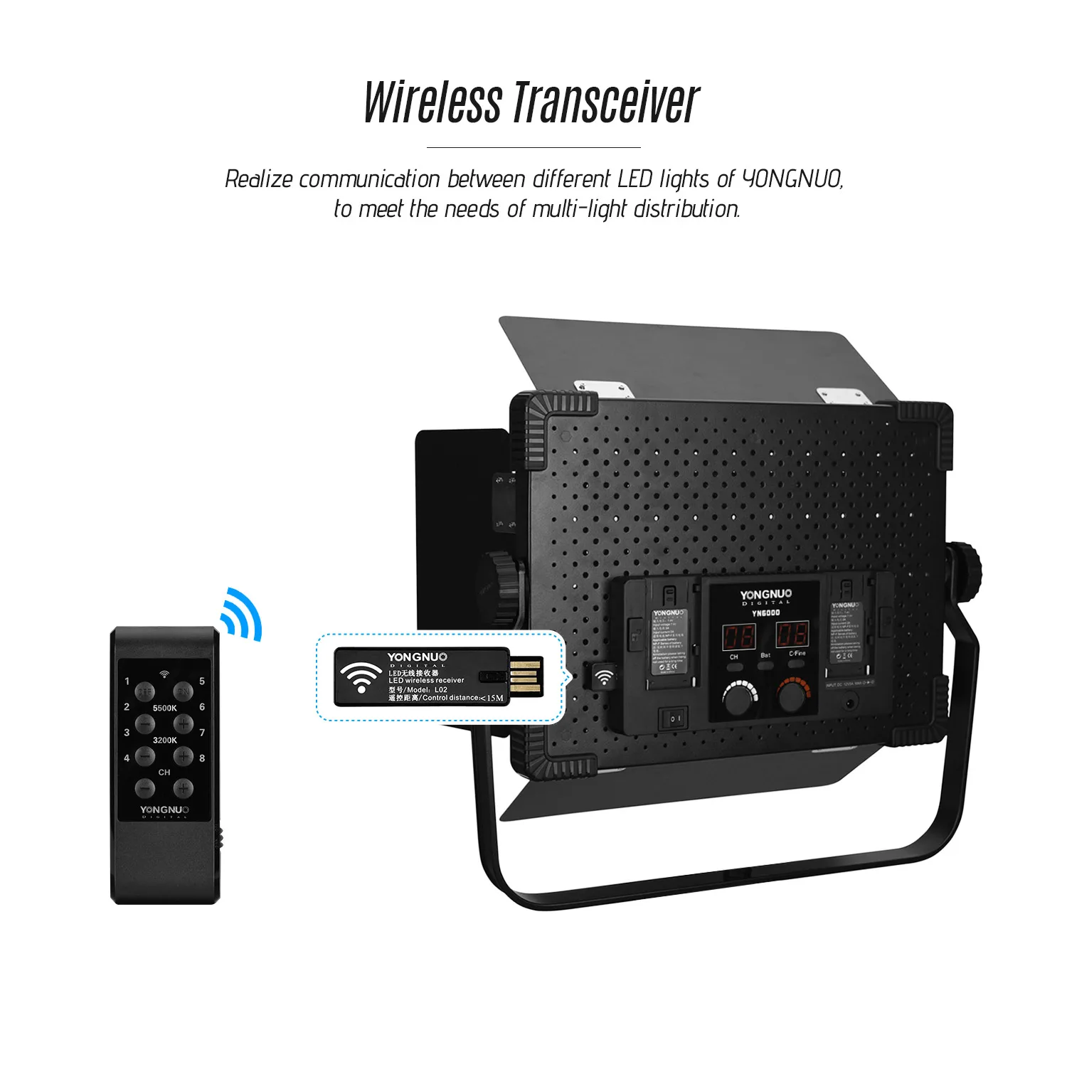 YONGNUO YN6000 Professional 600 LED Video Light 3200K-5500K Photography Wireless Transceiver Remote Control for Studio Interview |