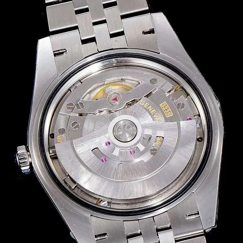 

Top quality 904L Watch Silver Date-just- Mechanical Watch 1:1 Men sapphire glass black dial watch NOOB ETA 3235