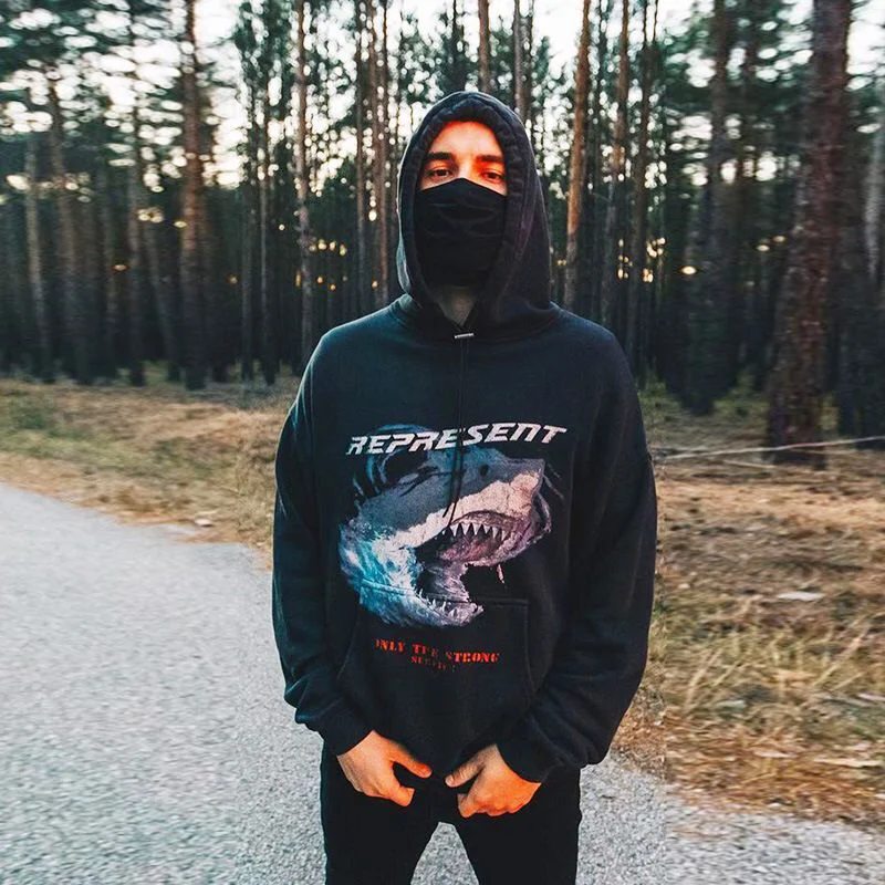 

Hip Hop Hoodie Men Streetwear Harajuku Sweatshirt Cotton Shark Graphic Hoodie Women Fleece Hooded Pullover Fall Winter Clothing