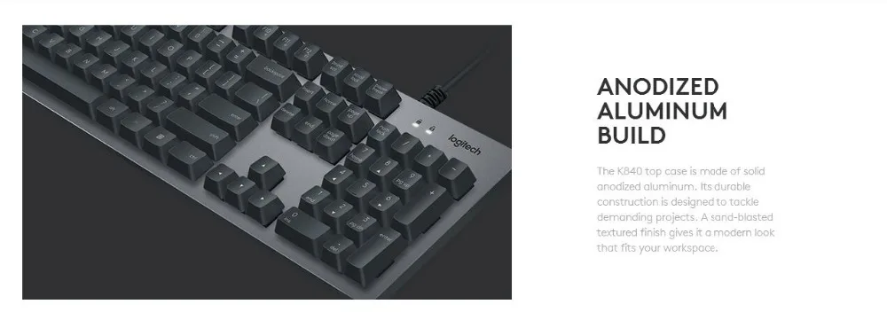 Ограниченное по доступной цене! новые продукты logitech K840 профессиональный кабель игровой алюминиевый механическая клавиатура Genius