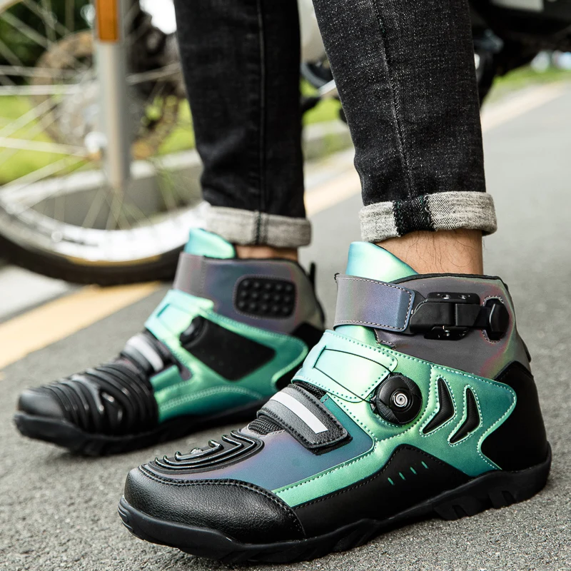 

Men's Motorcycle Boots Leather Summer Breathable Anti-collision Mountain Bike Riding Outdoor Shoes Off-road Motorcycle Shoes