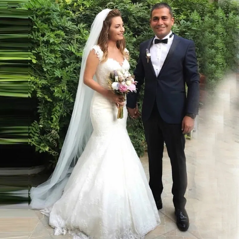 

Boho Wedding Dresses Mermaid Off The Shoulder Tulle Appliques Lace Dubai Arabic Wedding Gown Bridal Dress Vestido De Noiva