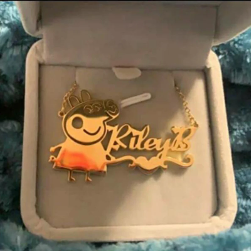 Interested Baby Name Necklace Stainless Steel Custom Cartoon Characters Nameplated Letter Number Necklaces+ Pendants Party Gift | Украшения