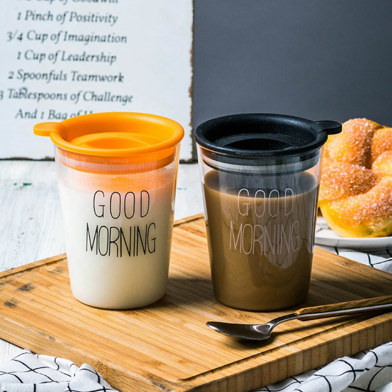 350 мл простая Корейская стеклянная чашка goodmorning с крышкой для молока и завтрака