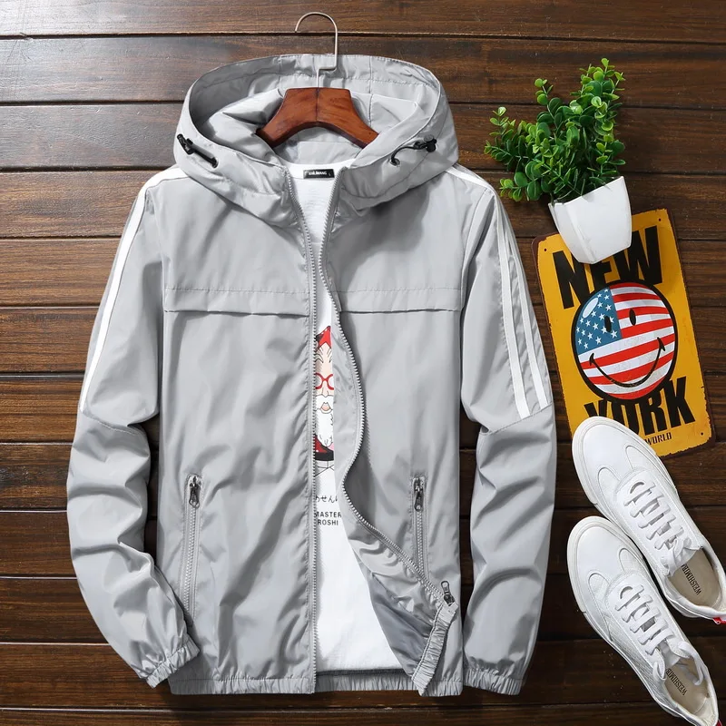 

Jackets Zipper Hoodies Windbreaker Men Casual Hooded Jackets Autumn Tracksuit Streetwear Bomber Thin Coat