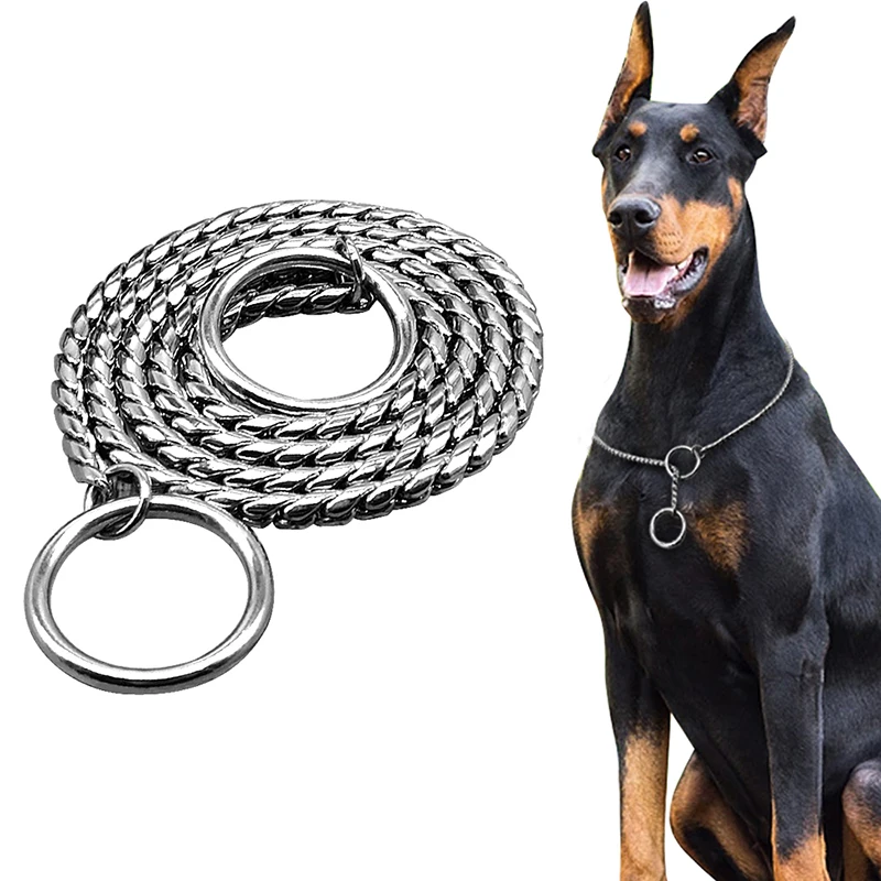 Competition Dog Collar Metal Chain P Rope Training Choke Collars for Dogs Necklace Choker Adjustable Solid Gold Pet Collar