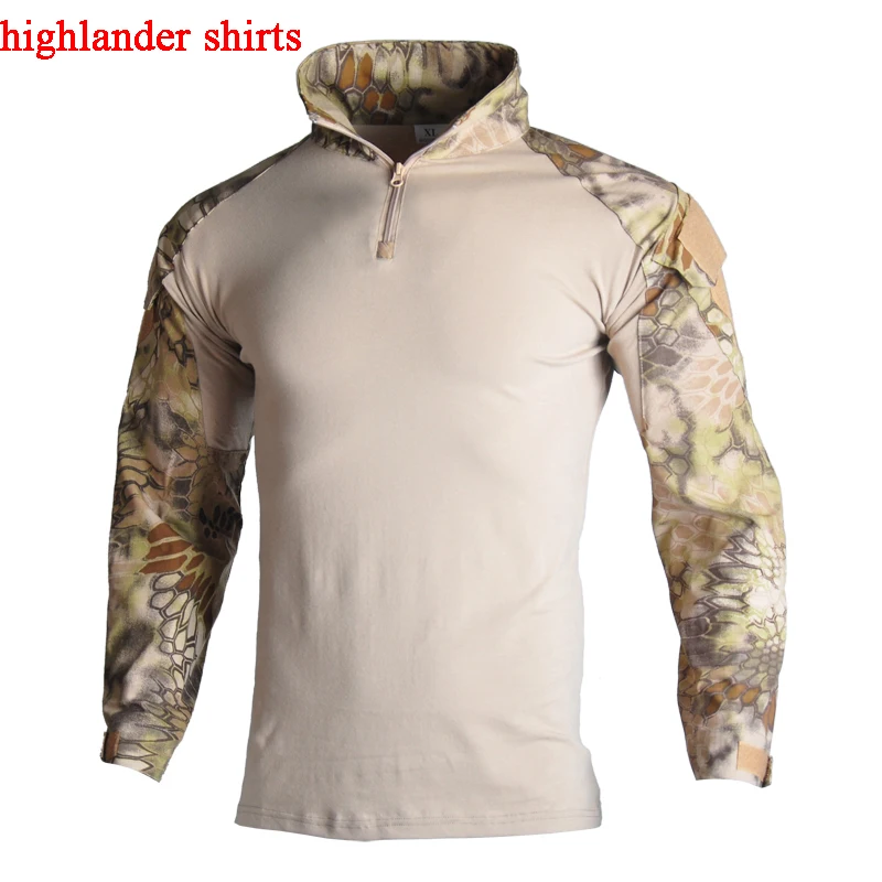 shirts highlander Уличная Военная тактическая Униформа для страйкбола Пейнтбольная камуфляжная охотничья одежда унисекс дышащая Боевая Стрельба Armys костюмы - Цвет: shirts highlander