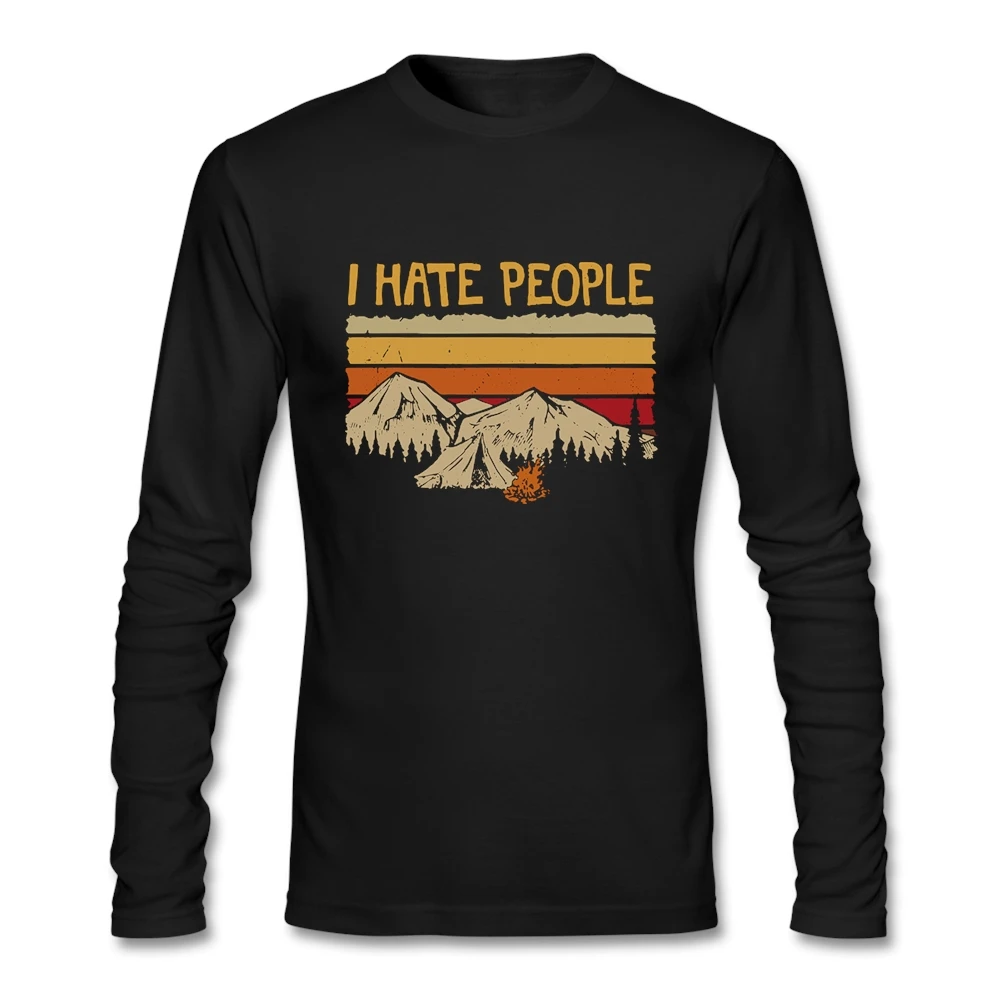 Удивительная Для Мужчин's Футболка Slim Fit местности кемпинга я не хочу людей