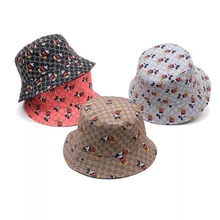Disney Mickey Cartoon  Cotton Female Double Sided Cap Fisherman Hat Sun-shading  Hat Birthday Gifts