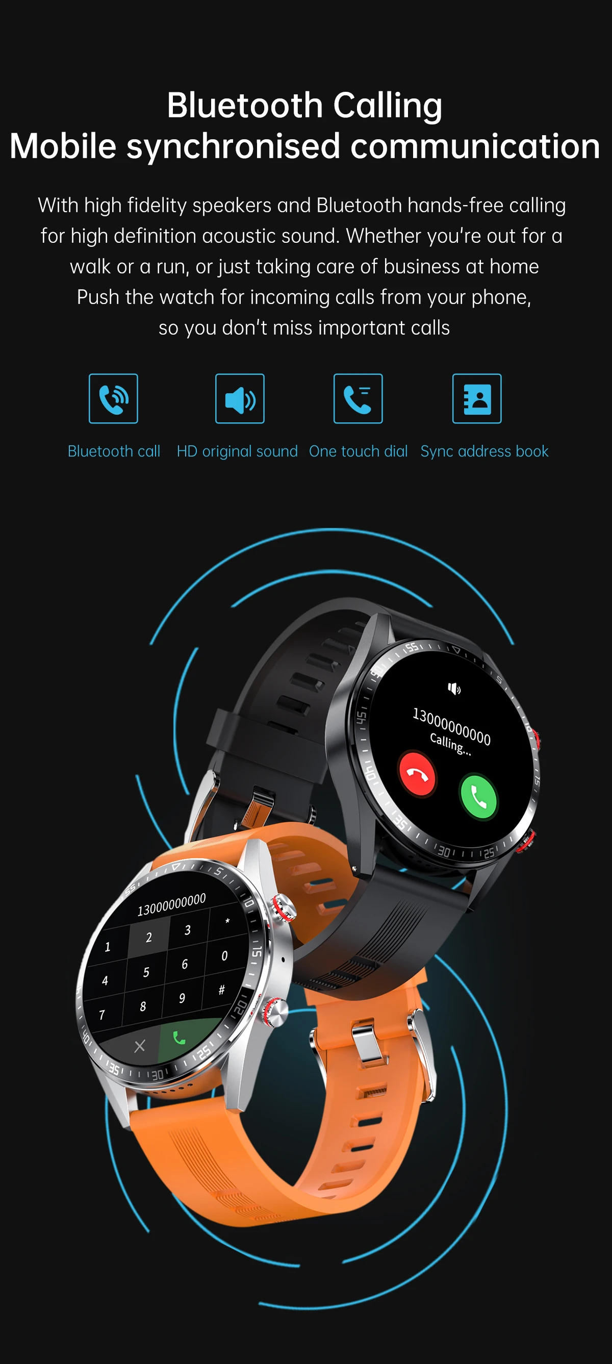 454454 amoled screen smart watch always display the time bluetooth call local music smartwatch for men android tws earphones free global shipping