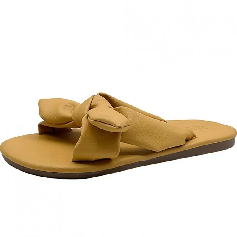 

Slippers Women Fashion Bow Platform Slides Leather Flats Sandals Ladies Outdoor Casual Slippers Flip Flops Beach Shoes Sandalias