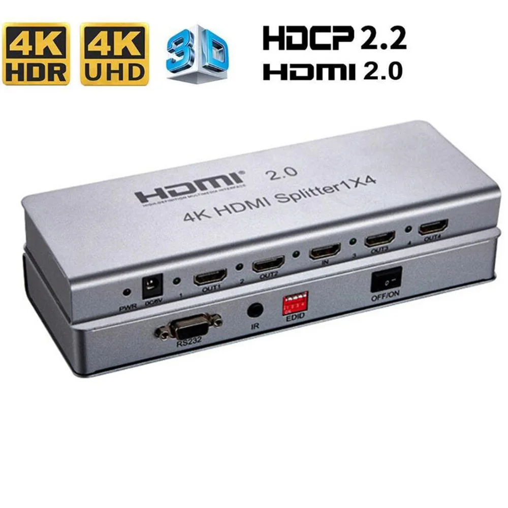 

Разветвитель HDMI 2,0, 144 Гц, 4 порта HDMI 4K 60 Гц, разветвитель 1 в 4 выхода с HDR и HDMI CEC для PS5, PS4, Apple TV, ПК, ноутбуков