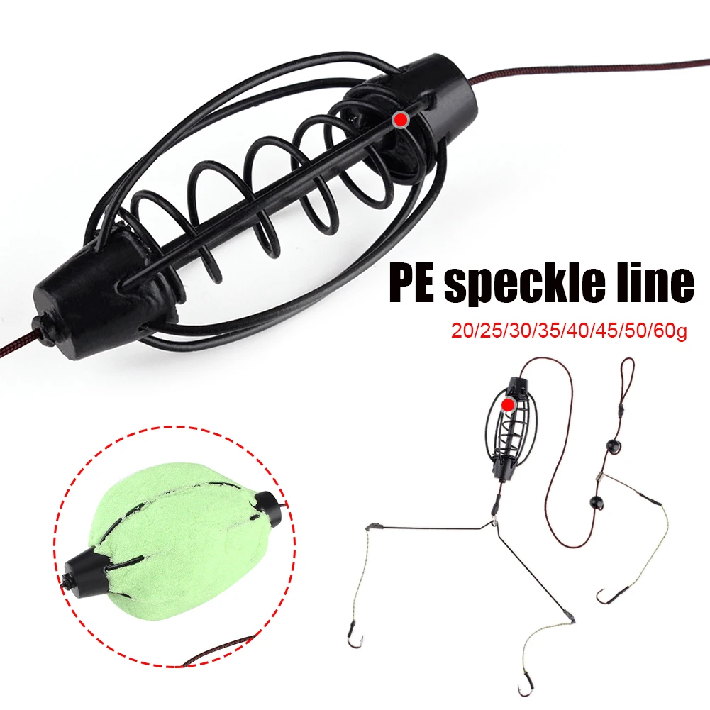 

20-60g Carp Fishing Bait Cage Inline Method Feeder Spring Hook Weighted Feeder Hook Artificial Lure Carp Fishing Accessories