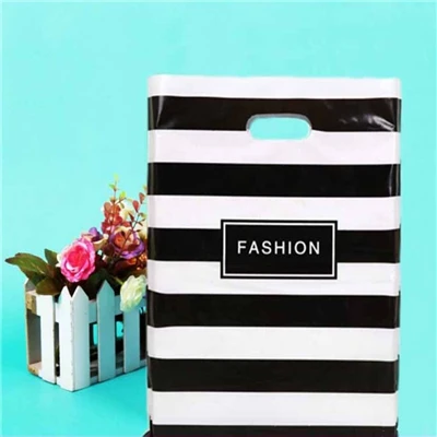 Black white stripes D& P 15*20 см/20*25 см 10 шт. свадебные подарки бутик подарки упаковка для покупок пластиковые ручки сумки ювелирные изделия пластиковые пакеты для упаковки - Цвет: Black white stripes