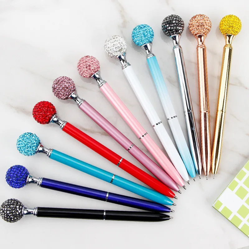 

24PCS New Creative Ball Advertising Diamond Metal Ballpoint Pen Gift Novelty Pens for Writing Stationery