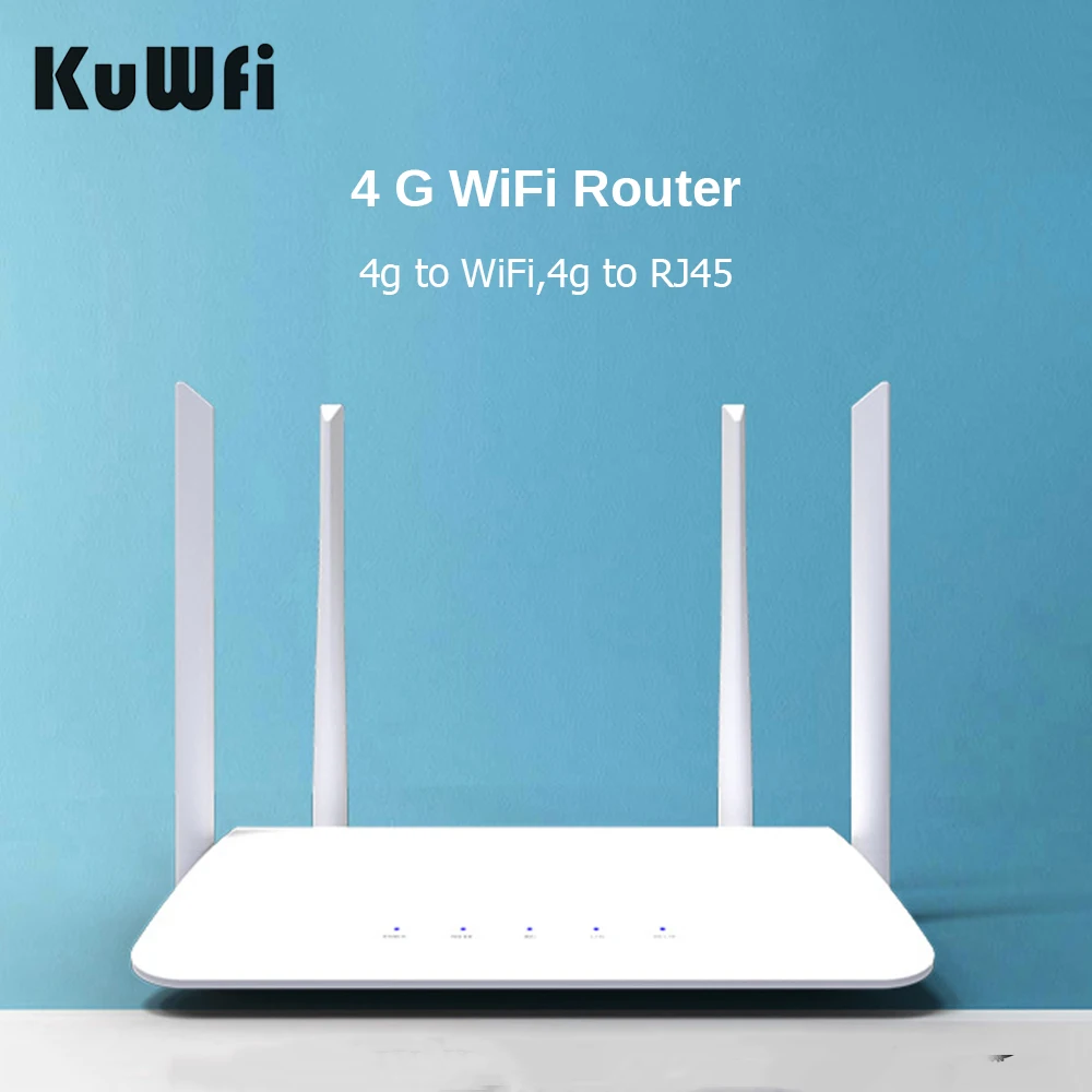 

KuWFi 4G CPE WiFi Router SIM Card Hotspot CAT4 Support 32 Users RJ45 WAN LAN Wireless Modem 150Mbps 4G LTE Router Wide Coverage
