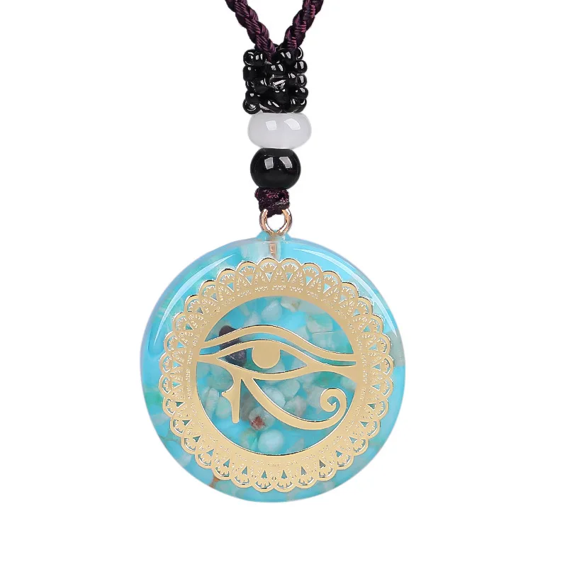 

Orgonite Energy Pendant Orgone Stone Necklace Horus Eye All-Seeing Eyes Devil's Eye Necklace Amulet Magnetic Jewelry