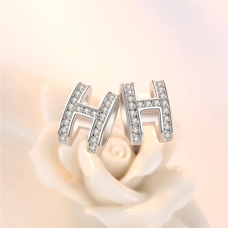 Женские серьги-гвоздики с буквами H корейский стиль ювелирное изделие из