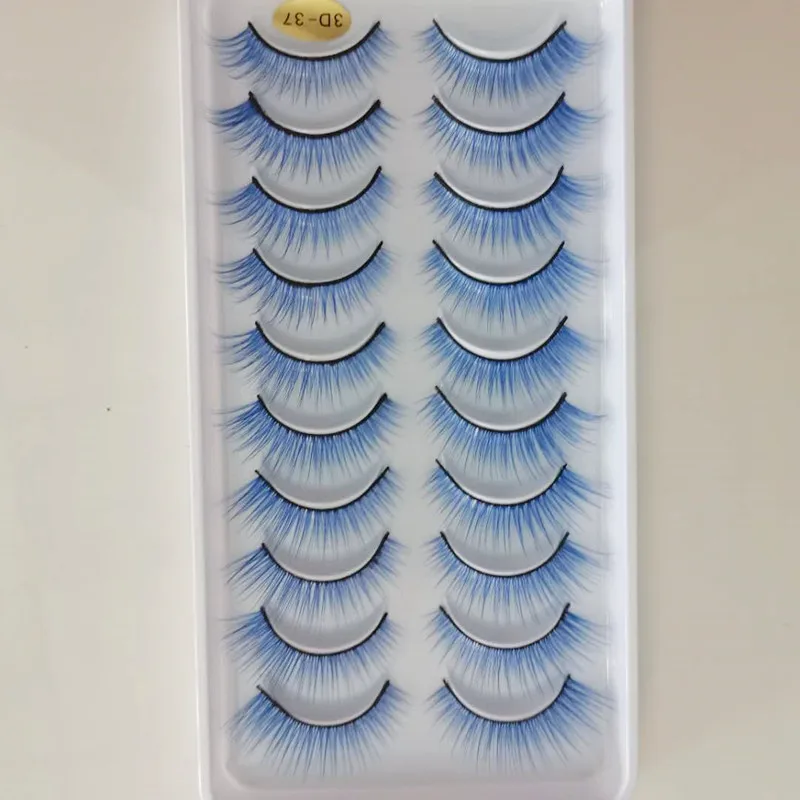 

10 pairs 3D Mink Eyelashes blue Lashes Thick HandMade Full Strip Lashes Makeup Eyelash Extension Silk Eyelashes