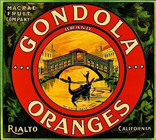 Металлические знаки риальт итальянская Венецианская Гондола #2 оранжевая