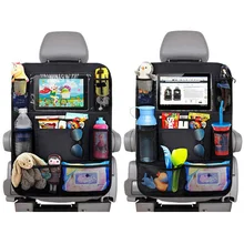 2/1Pc Car Seat Back Protector Cover Multi-Pocket Storage Bag Touch Screen Tablet Holder Storage Organizer Anti-kick Mat For Kid