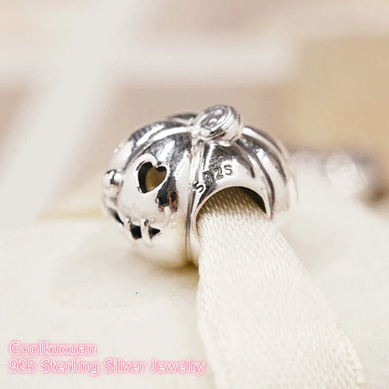 Осень 100% Стерлинговое Серебро 925 пробы Милая Тыква Шарм-бусина подходит для