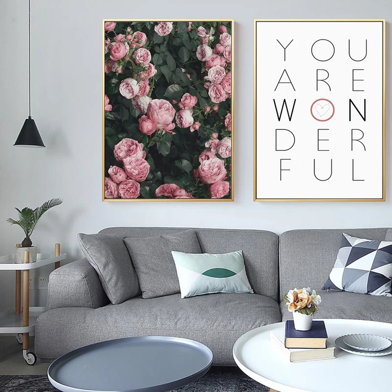 Абстрактные настенные художественные плакаты розовые розы холст живопись