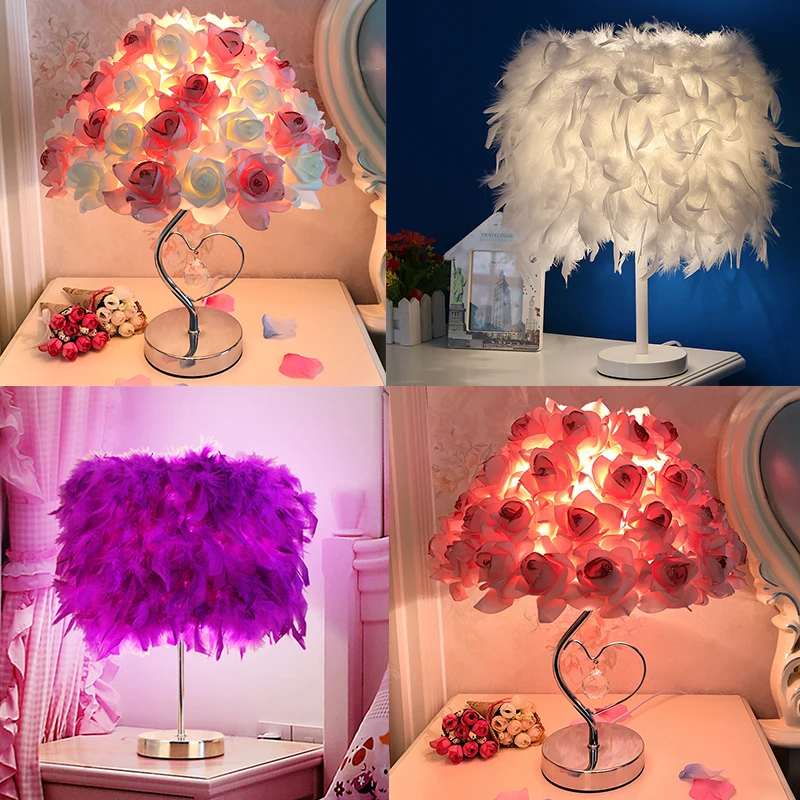 

Креативная простая Европейская Настольная лампа с перьями, прикроватная лампа для спальни, свадебной комнаты, теплый светодиодный подарок ...