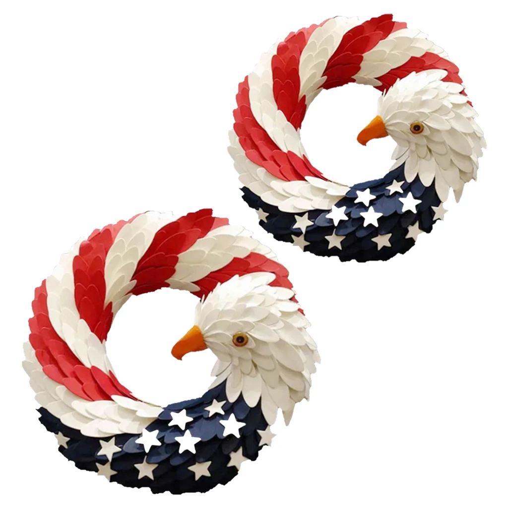 

Decorative Wreath Red White and Blue Wreath Hanging Ornament for Front Door Window Garden Decor