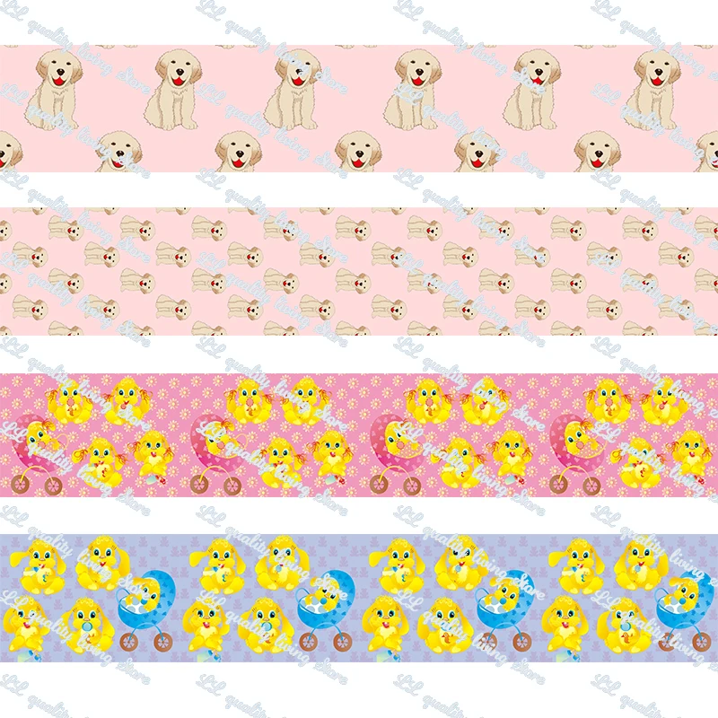 

16-75MM Puppy/Dog printed Grosgrain Ribbon 50 Yards/Roll Tape Clothing Bakery Hairbow Gift wrapping Accessory Hairbow Head