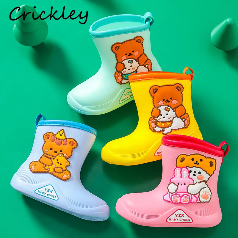 

Cute Bear Pattern Boys Girls Rain Boots EVA Waterproof Toddler Kids Water Shoes Fashion Soft Anti Slip Children Rain Shoes