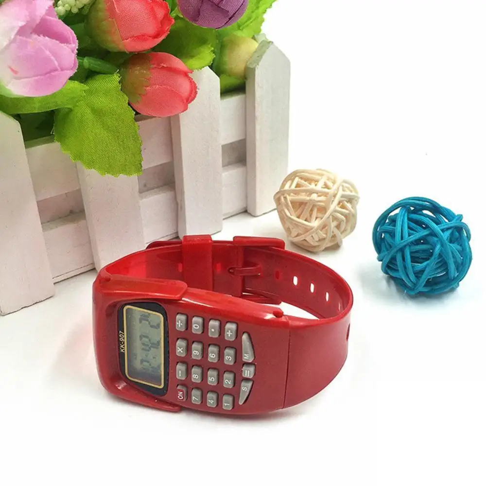 Детский калькулятор со светодиодными часами функция школьная Дата/время Детская