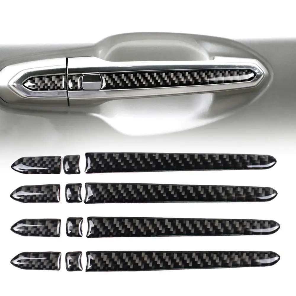 

12Pcs Carbon Fiber Car Door Handle Edge Guard Trim Stickers Fit Car Accessories