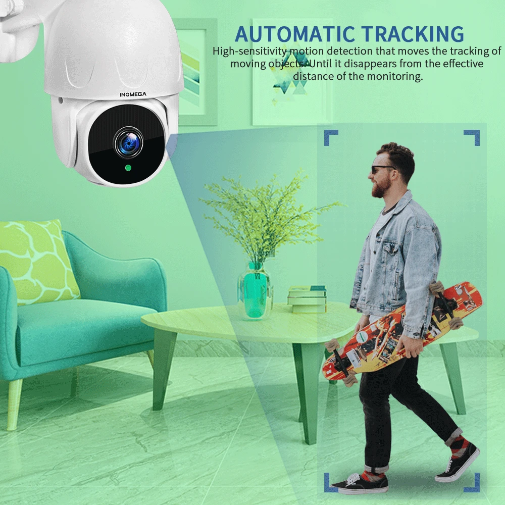 INQMEGA 2MP PTZ Wifi Camera Outdoor Auto-Tracking Two-way Audio IP66 Waterproof ONVIF Alarm Home CCTV Survaillance | Безопасность и