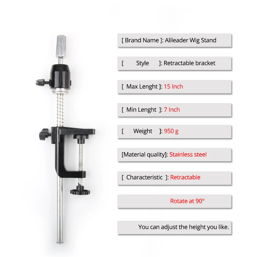 Регулируемая подставка для головы парика Alileader Настольный зажим держатель
