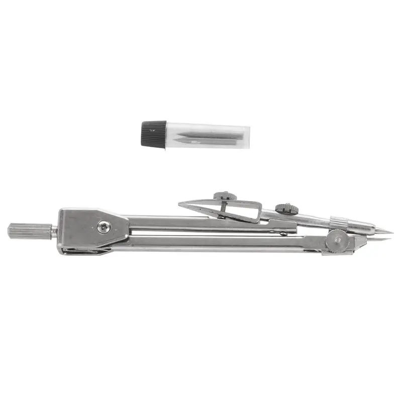 

School Stationery Drawing Tool Silver Tone Metal Drafting Compasses Set